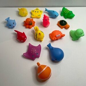 Preschool Colorful Sea Animals Bath Toys Set Toddlers Kids Party 15 Pieces